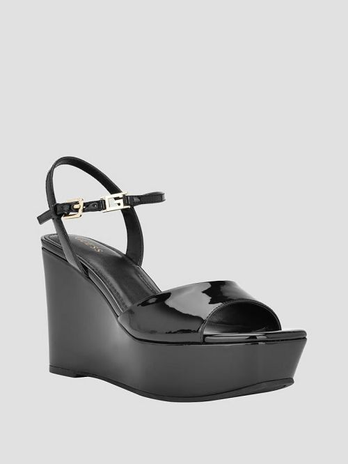 Guess Zione Patent Wedges Negrii | GUESS-SN29775