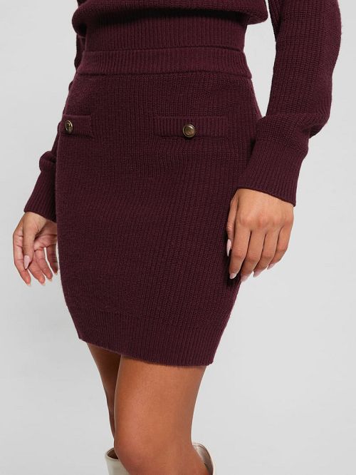 Guess Zylee Wool-Blend Sweater Skirt Rosii | GUESS-SN28149